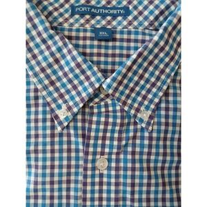 Port authority Button Down shirt Walser-cuff 3XL checkers Blue/White/ Purpl #348